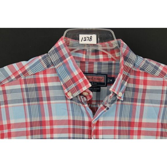 VINEYARD VINES MURRAY SHIRT LONG SLEEVE SIZE MEDIUM BLUE PINK PLAID BUTTON DOWN - Picture 2 of 7